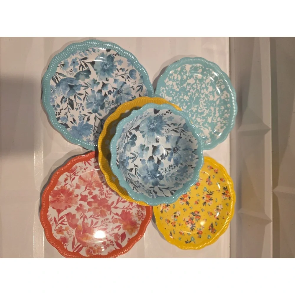 Pioneer Woman Country Splatter, Floral, Ditzy,  Appetizer Plates  6.5